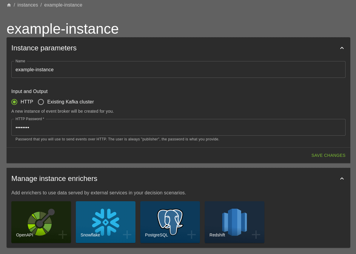 Instance settings