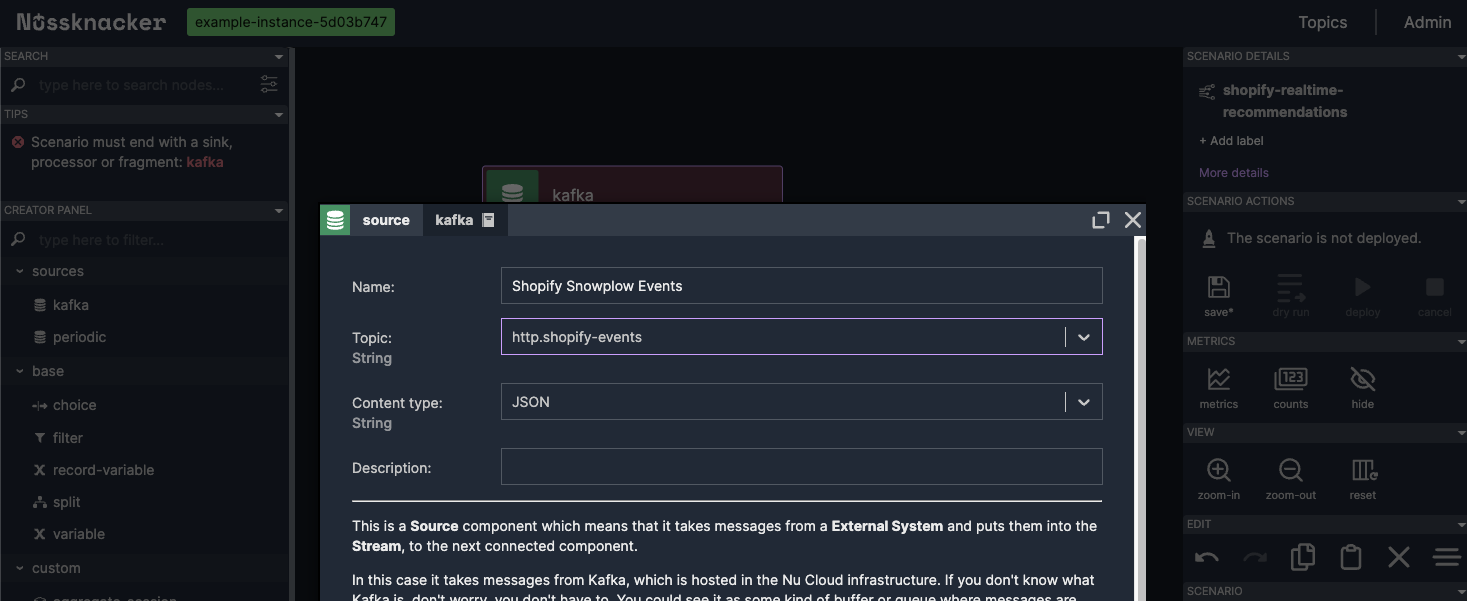 Nussknacker scenario - configuring kafka source