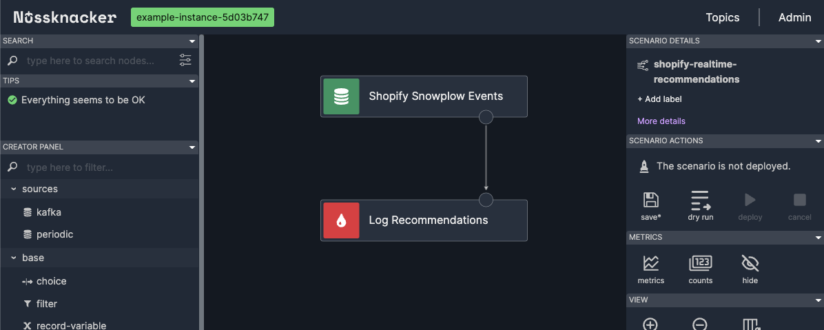 Nussknacker scenario - kafka source connected with kafka sink