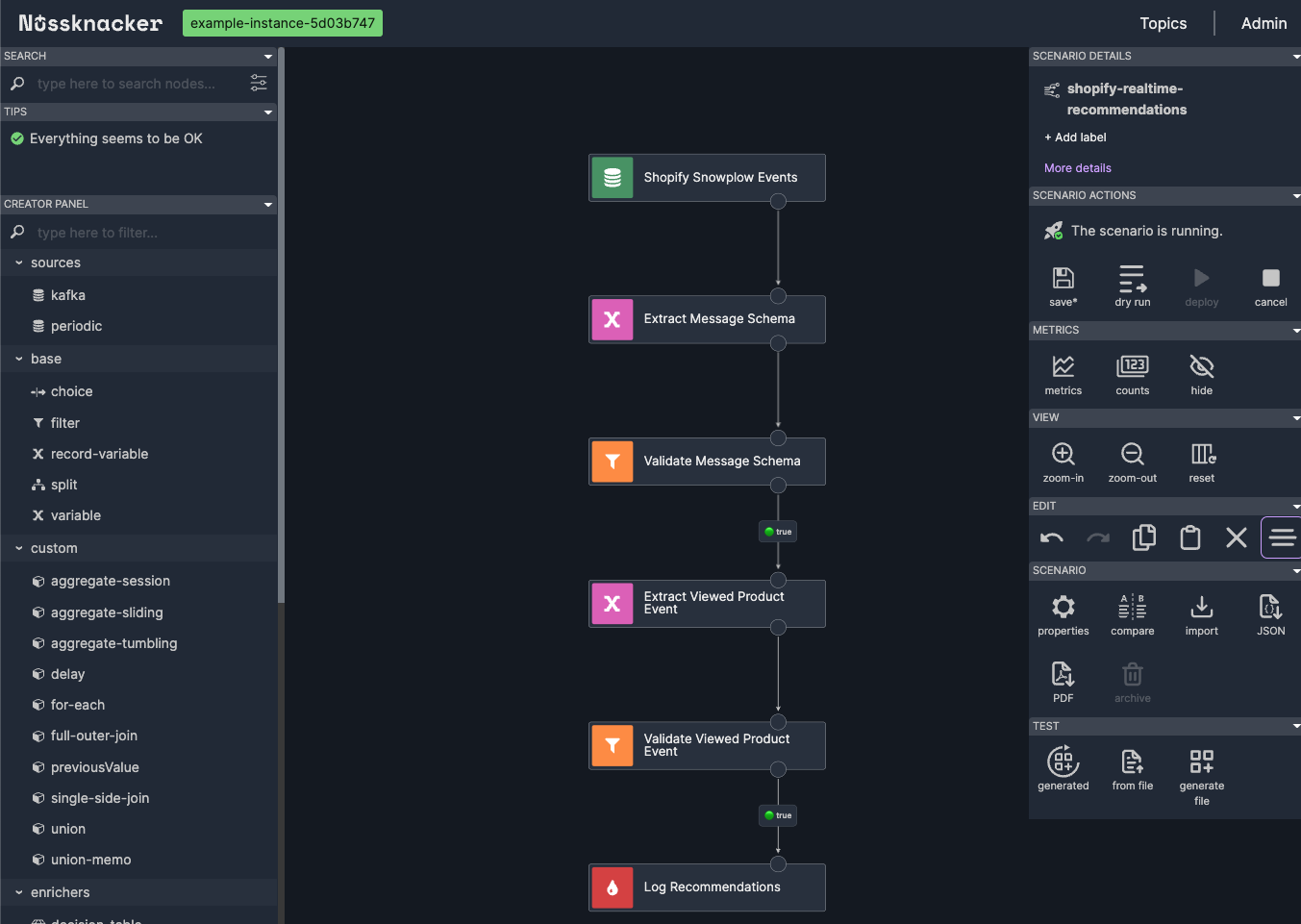 Nussknacker scenario - viewed product validation