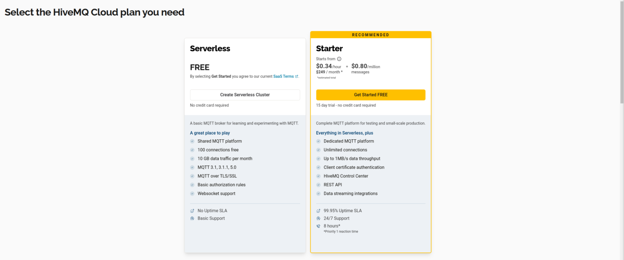 MQTT Create serverless cluster